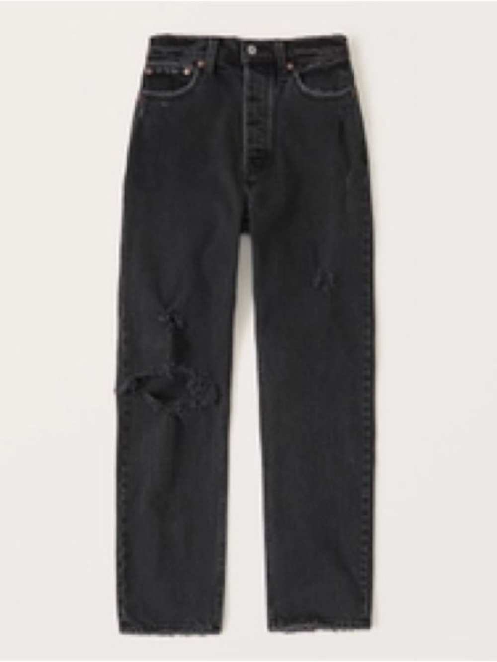 Abercrombie & Fitch Black 90s Straight-Leg Distressed Jeans